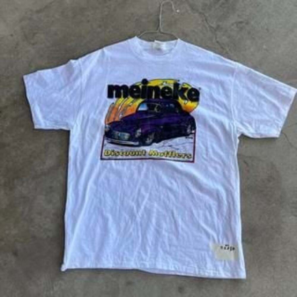 Vintage 1994 Meineke Discount Mufflers Car Graphic Tee - White XL